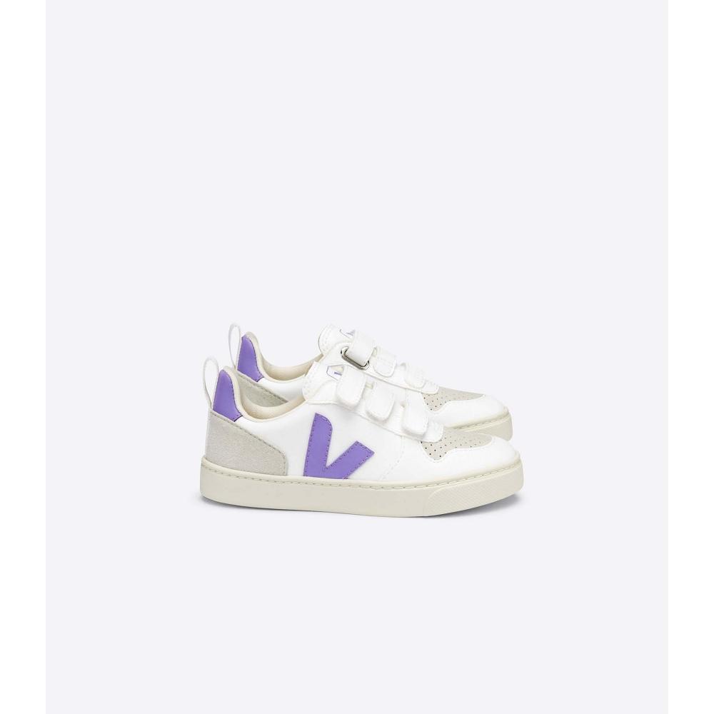 White/Purple Kids\' Veja V-10 CWL Shoes | AU 779FDN